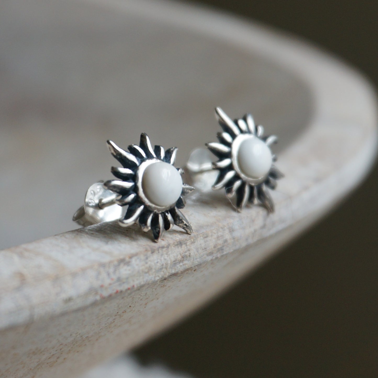 Sunburst White Agate Earrings