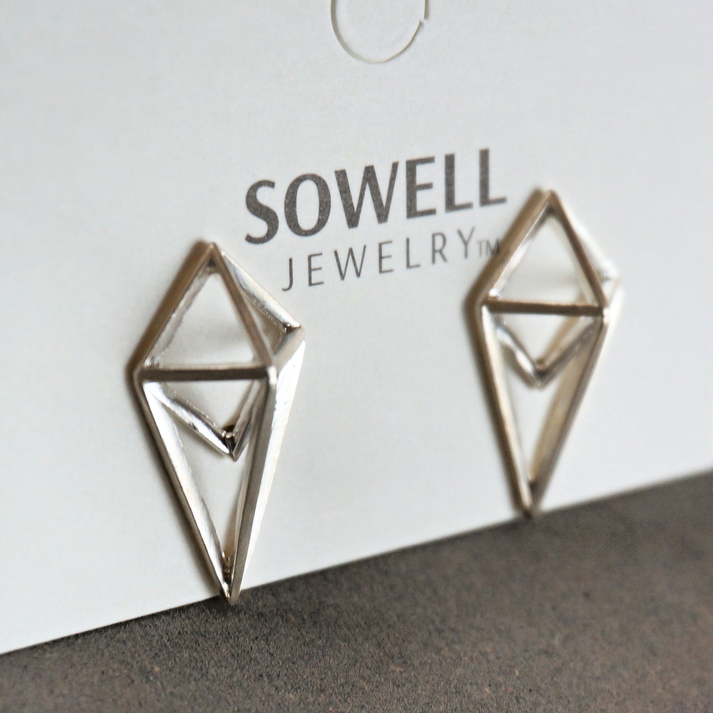 Rhombus Silver Stud Earrings