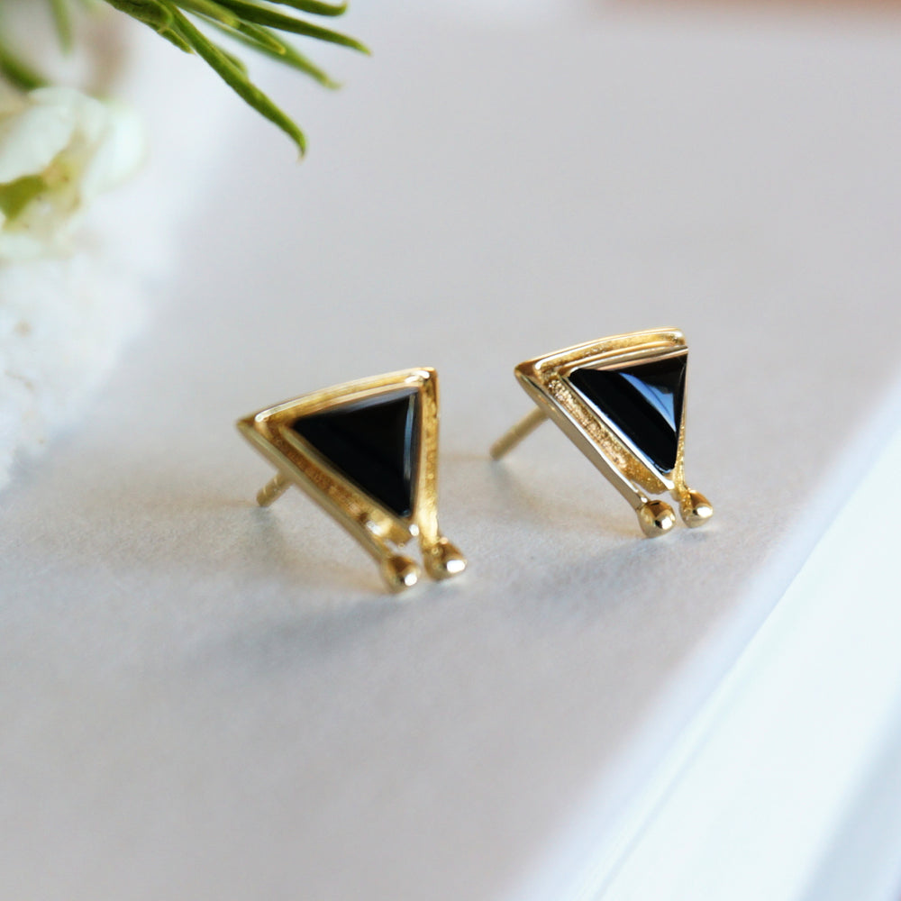 Hanale 18k Gold Earrings - Onyx