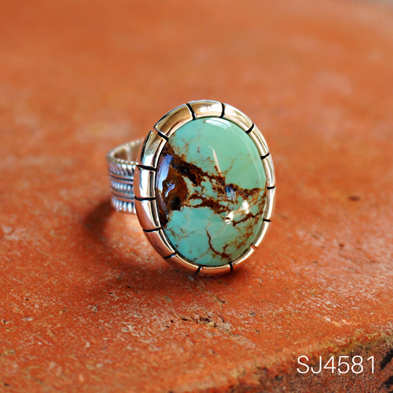 Number 8 Turquoise Sterling Silver Ring 458