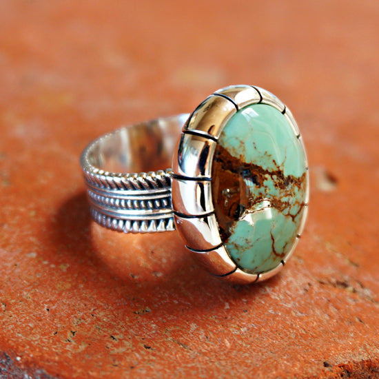 Number 8 Turquoise Sterling Silver Ring 458