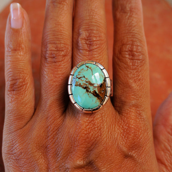 Number 8 Turquoise Sterling Silver Ring 458