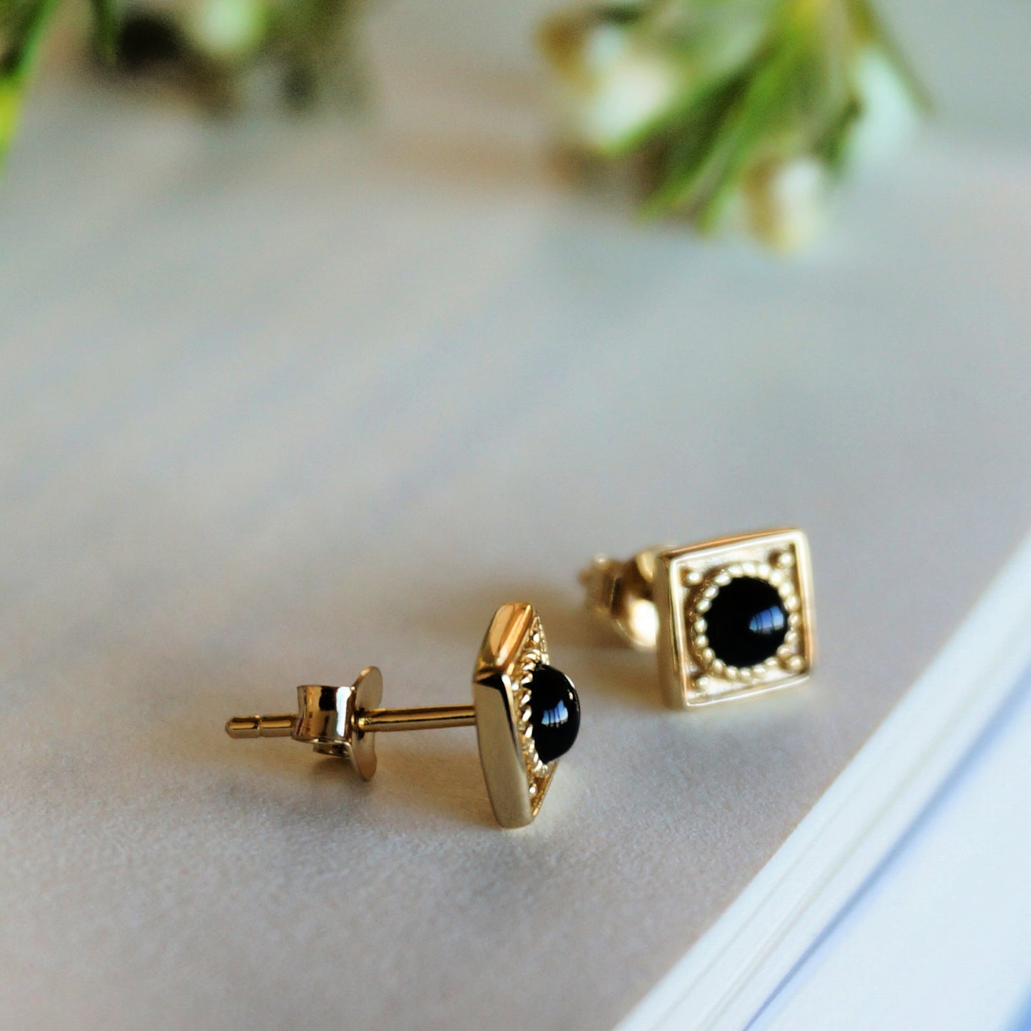 Catalina 18k Gold Earrings - Onyx