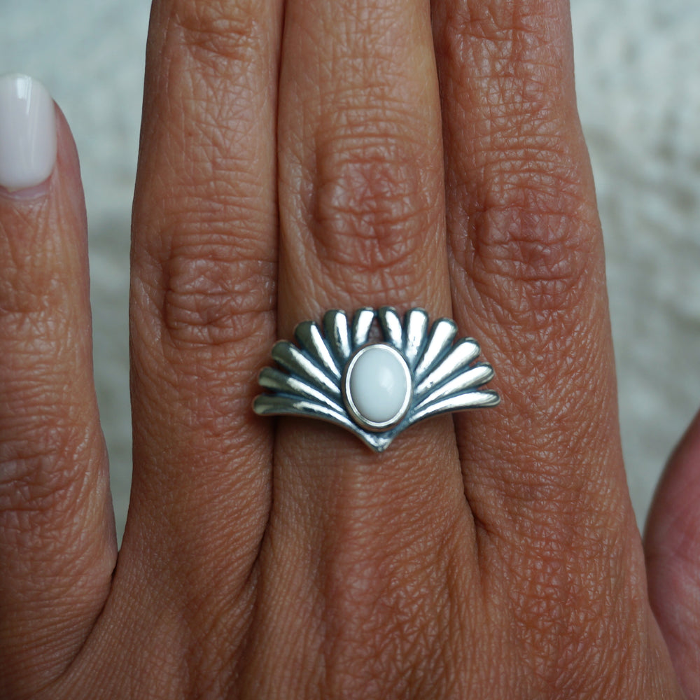 
                  
                    Prayer White Agate Ring
                  
                