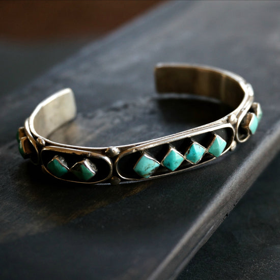 Navajo Old Pawn Vintage Turquoise & Sterling Silver Bracelet Signed –  Nizhoni Traders LLC