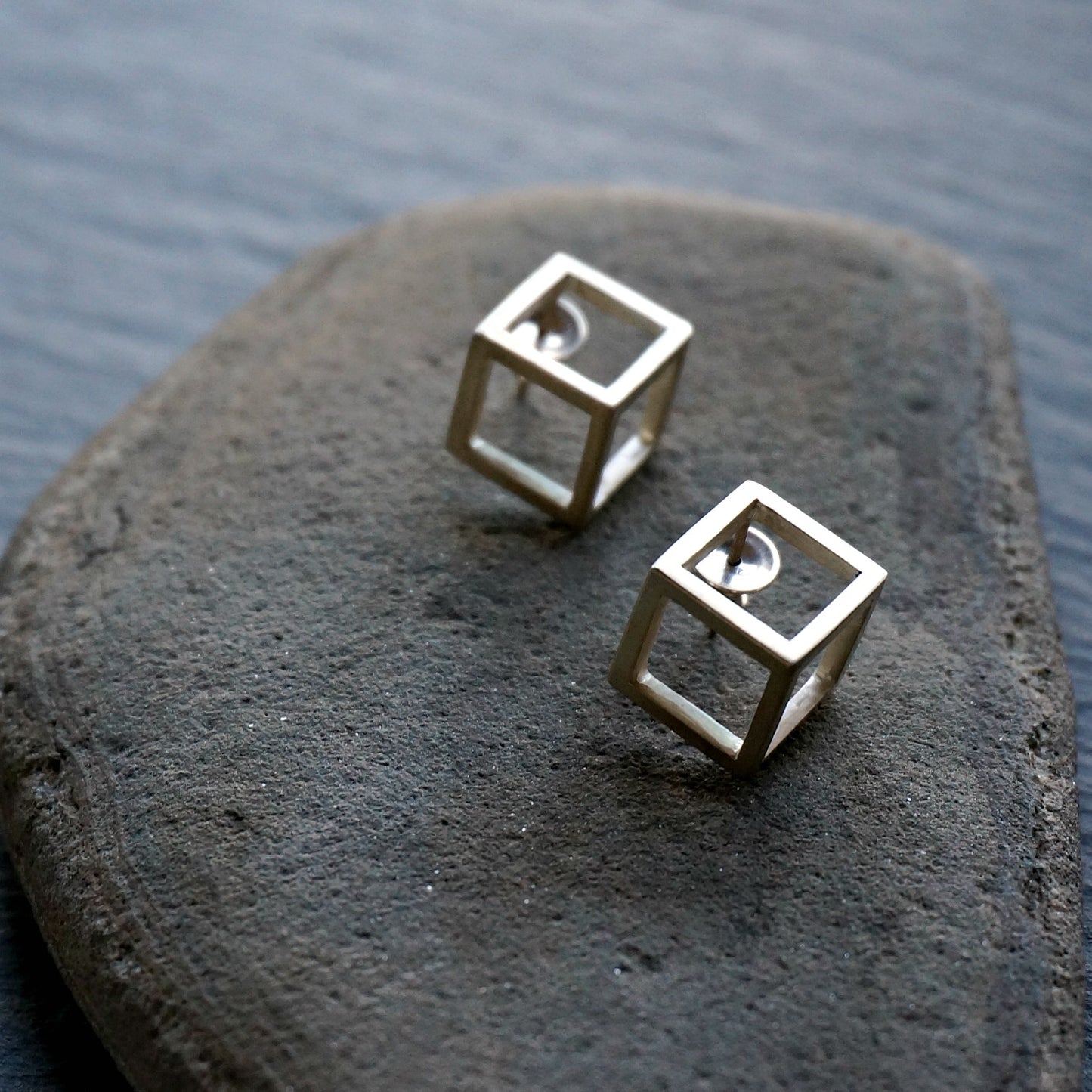 Cube Silver Stud Earrings - SOWELL JEWELRY