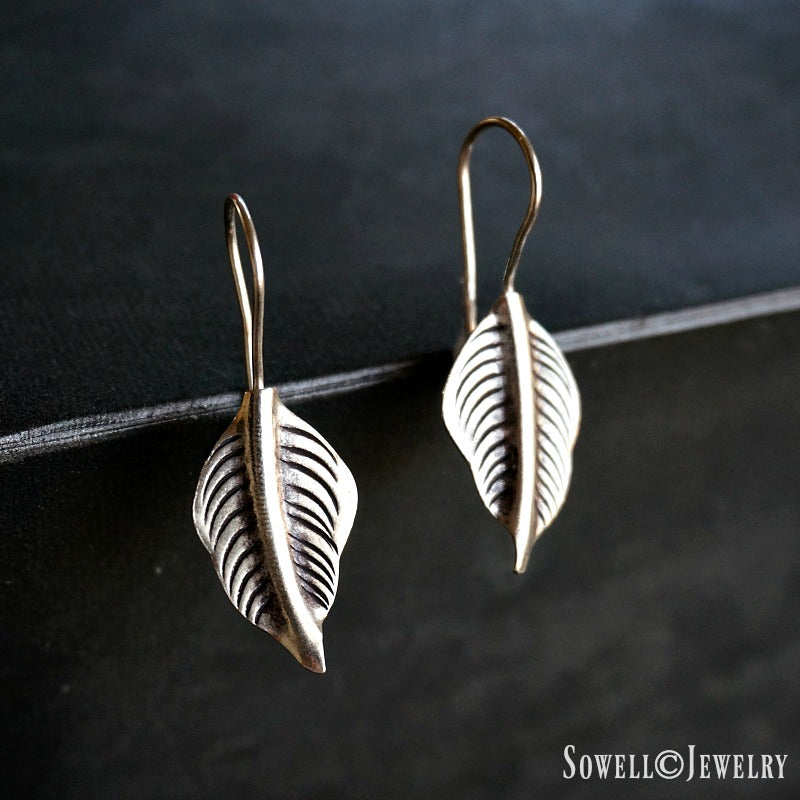 Azima Sterling Silver Leaf Earrings - SOWELL JEWELRY