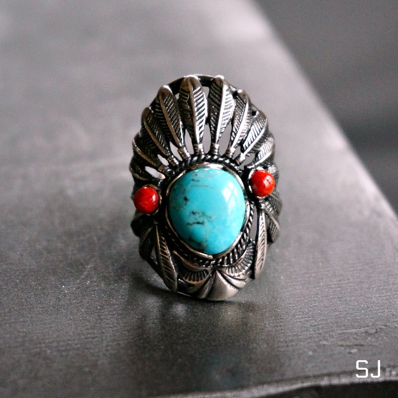 Headdress Turquoise Ring - SOWELL JEWELRY