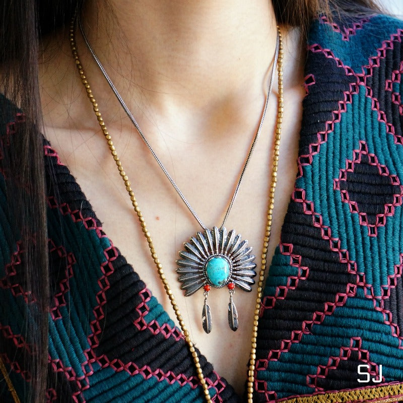 Headdress Turquoise Necklace - SOWELL JEWELRY