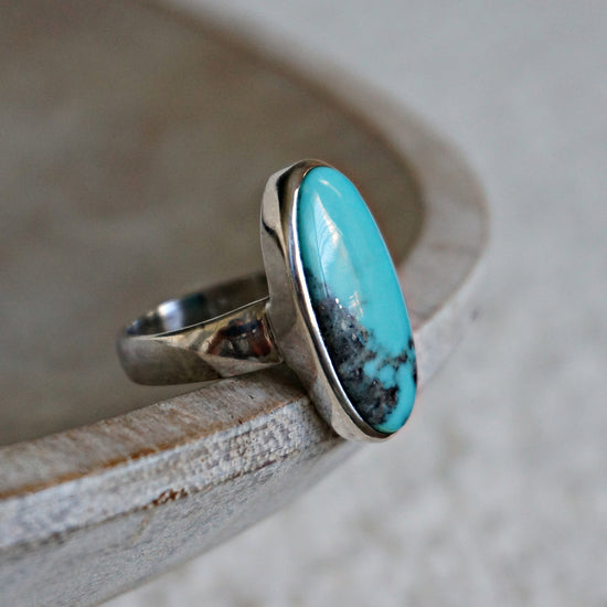 R10 Natural Turquoise Solitaire Ring - SOWELL JEWELRY