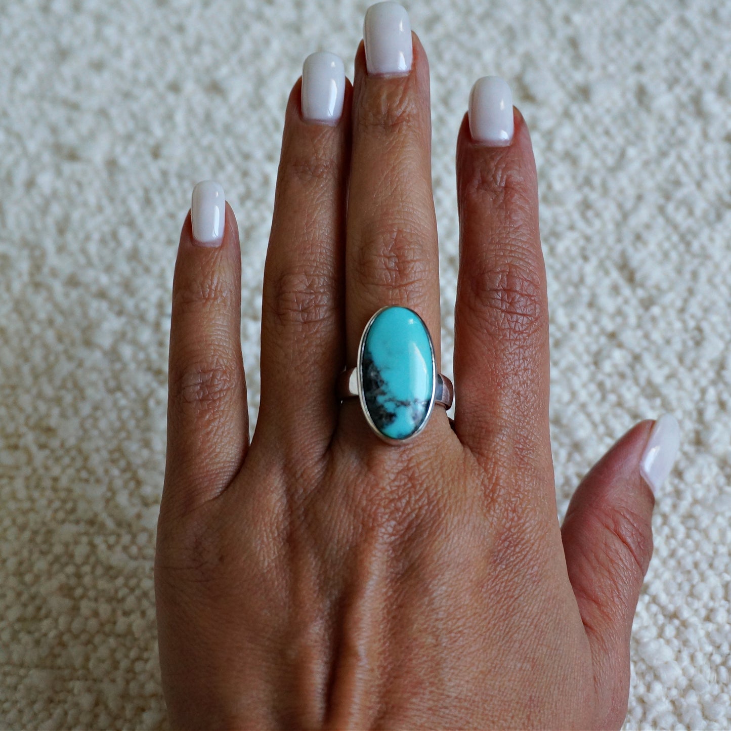 R10 Natural Turquoise Solitaire Ring - SOWELL JEWELRY