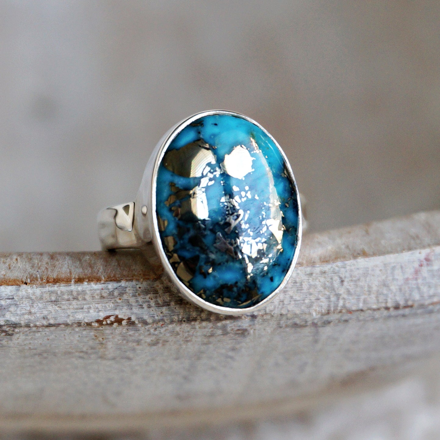 R7 Natural Turquoise Solitaire Ring - SOWELL JEWELRY