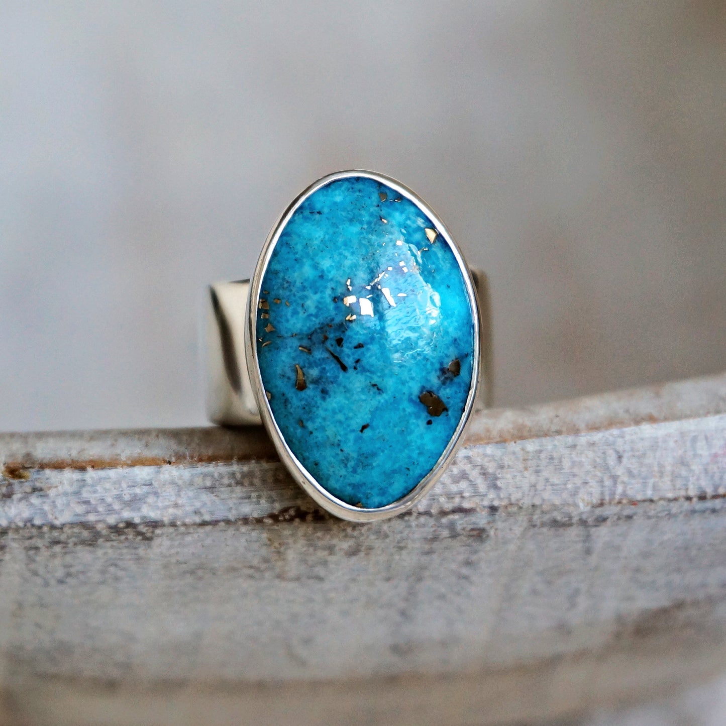 R8 Natural Turquoise Solitaire Ring - SOWELL JEWELRY